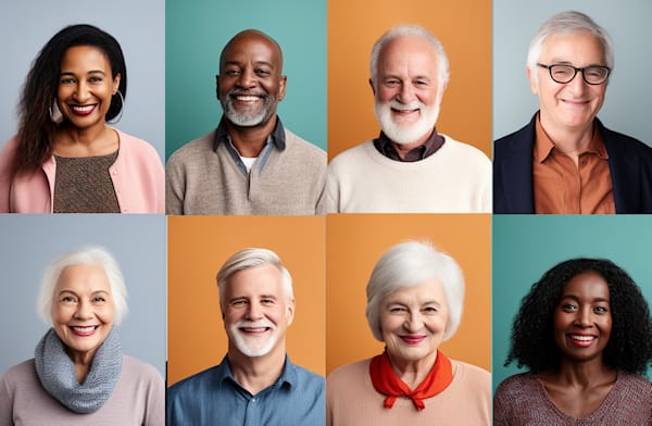 montage of older adult faces